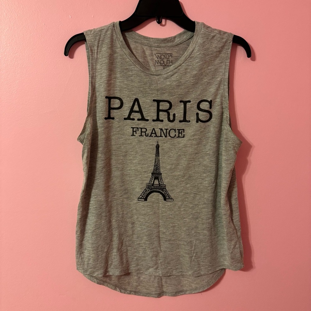 Gray Muscle Tee with Paris Graphic